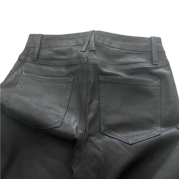 GOOD AMERICAN Good Classic' Black Coated Ankle Straight Leg Jeans - Picture 7 of 8